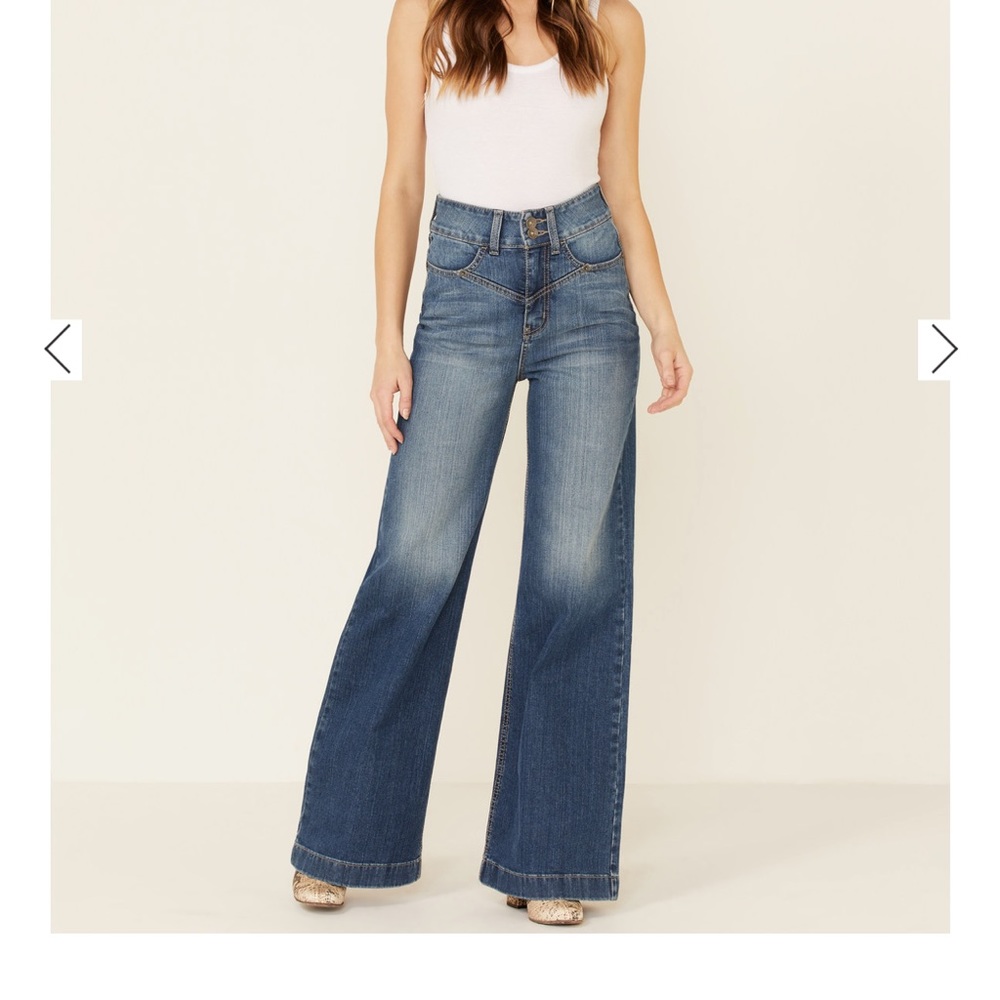 CRUEL GIRL WOMEN'S MEDIUM WASH WIDE LEG HIGH RISE JEANS